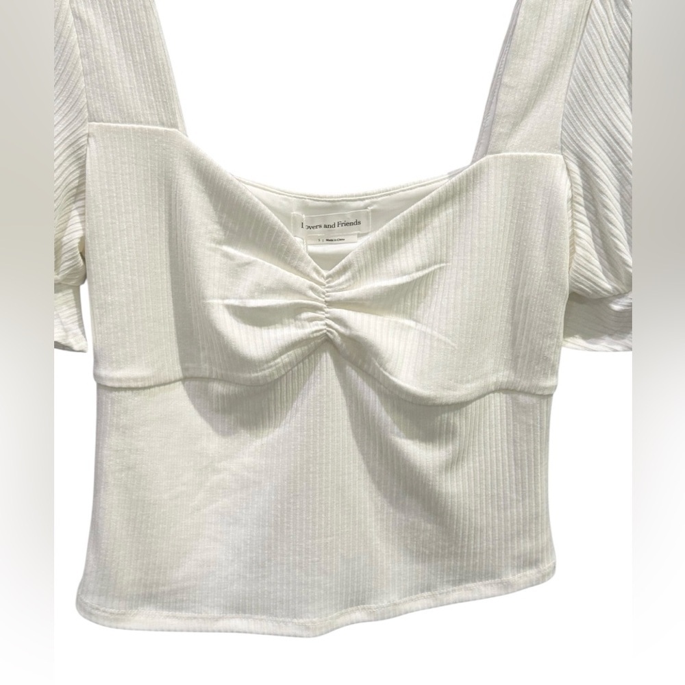 New W/ Tags Women’s Lovers And Friends White Lana Ribbed Crop Top: Size Small - Picture 9 of 13